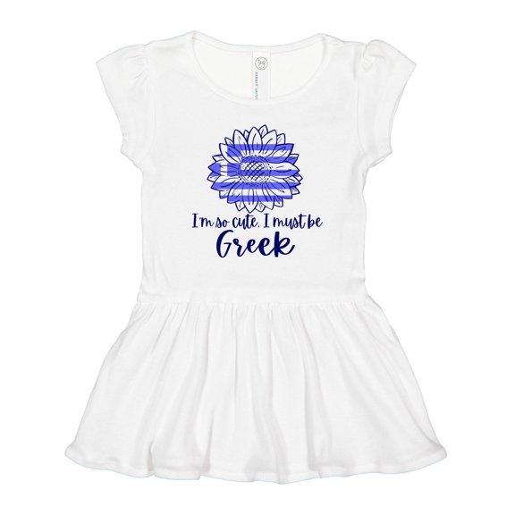 Inktastic I'm So Cute, I Must Be Greek Sunflower Girls Toddler Dress