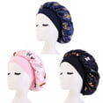 thumbnail image 2 of UDIYO 3 Pcs Silk Satin Bonnet Hair Caps 12inch Diameter Large Sleeping Satin Bonnets with Comfortable Flower Band - High Density Satin Bonnets for Women Braids Curly Night Caps, 2 of 8