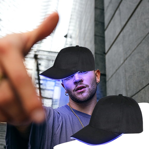 Meitianfacai LED Light Up Baseball Cap with Flash and Glow Effects, Adjustable Size Party Hat for Festivals, Clubs and Stage Performances (Black)