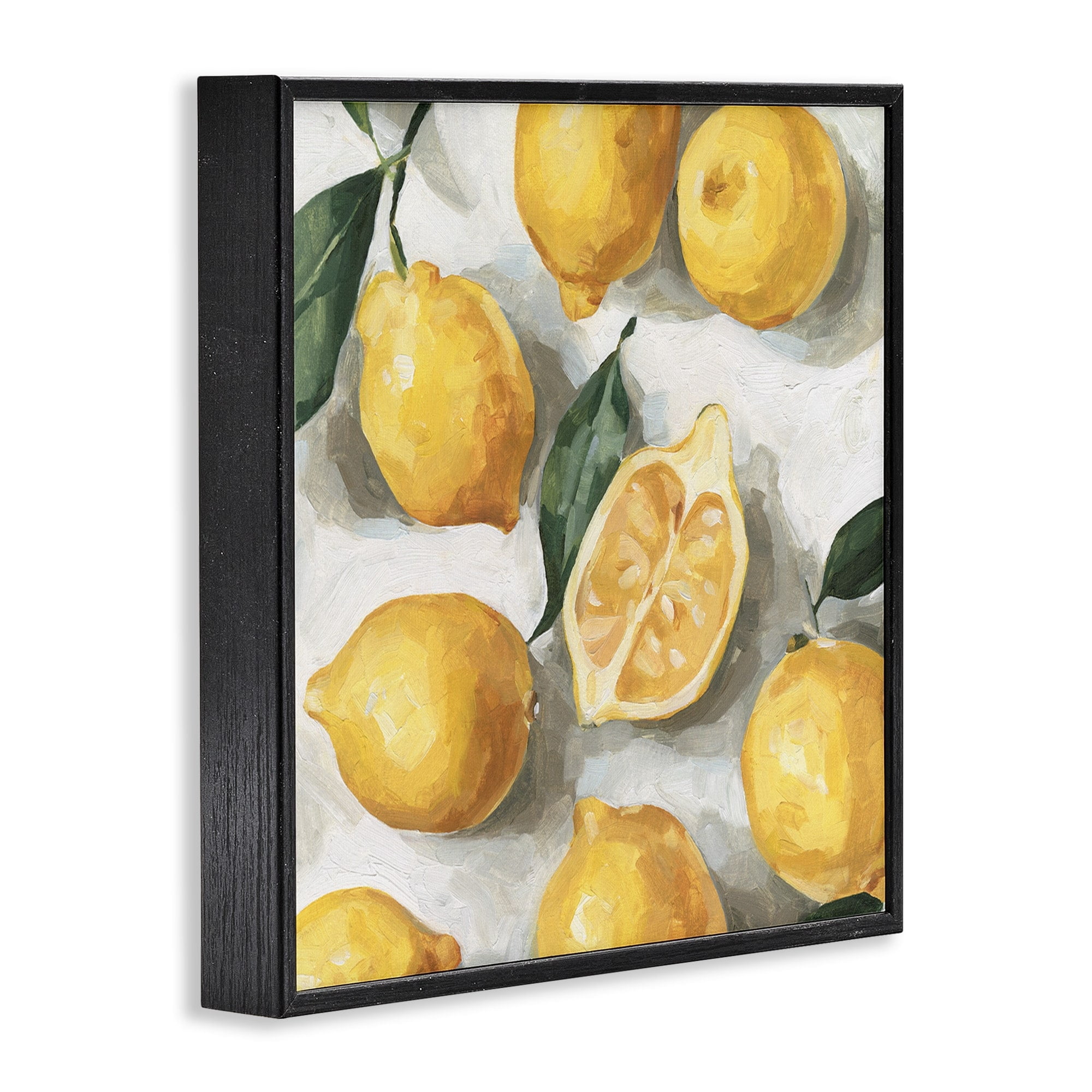 Stupell Industries Soft Yellow Citrus Lemon Pile Over White Food & Beverage Painting Black Framed Art Print Wall Art, 12 x 12