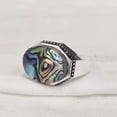thumbnail image 2 of Abalone Shell Ring, Natural Flat Abalone Shell, Gents Ring, Silver Jewelry, 925 Silver Ring, Birthday Gift, Heavy Mens Ring, Arabic Design, Ottoman Style Ring, Christmas, Turkey Mens Signet Ring, 2 of 5