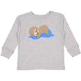 thumbnail image 3 of Inktastic Cute Baby Sloth Sleeping on Blue Pillow Boys or Girls Long Sleeve Toddler T-Shirt, 3 of 5