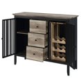thumbnail image 3 of Benjara Nori 47" Sideboard Buffet- 3 Drawers- Antique Oak Brown and Black, 3 of 7