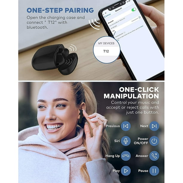 Ecouteurs GENERIQUE Écouteur sans fil bluetooth sport avec micro pour  téléphone moblie Noir