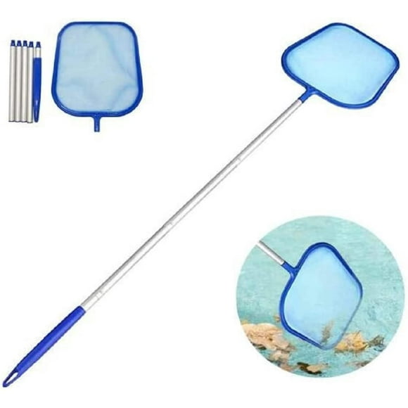 Swimming Pool Leaf Skimmer Net, 60" Multi-Segment Pole (5 Stainless Steel Connectors), Lightweight, Easy-To-Use, Fine