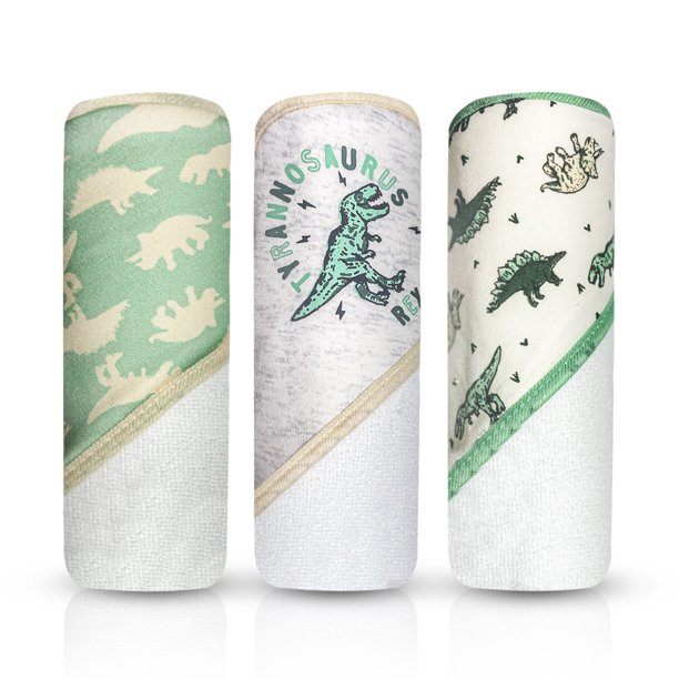 Modern Baby Hooded Baby Towels 3 Pack Set of Infant Girl Baby Bath Towels