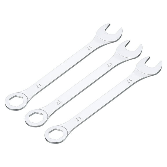 3 Packs 17mm Thin Combination Wrench with Offset 6-Point End and Angled Open End