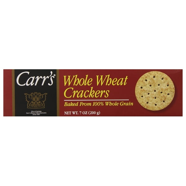 Carr's Whole Wheat Crackers 100 Whole Grain 7 oz Boxes Pack of 6