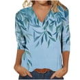 thumbnail image 6 of IchuanyiWomen's 2025 Fashion Tops 3/4 Length Sleeve Business Casual Print Blouses Summer Tees Shirts, 6 of 8