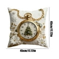 thumbnail image 2 of 4PCS Christmas Throw Pillow Covers with Pocket Watch and Floral Tree Print Square Cushion Case for Sofa Bedroom Living Room Home, 2 of 4