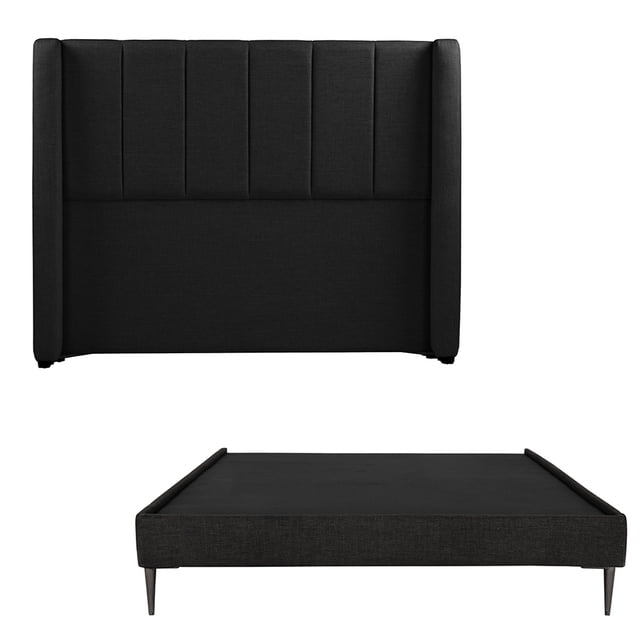Recámara Queen Size Foss Negro con Cabecera + Base Cama Slim