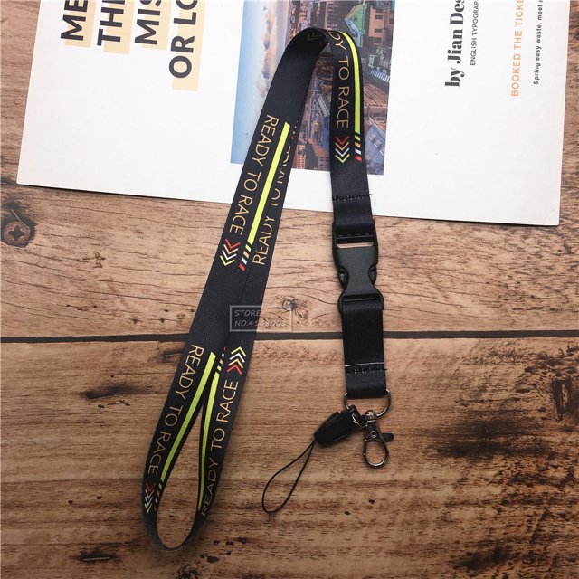 2 in 1 mobile phone lanyard key ring sling badge neckband Keychain anti-lost Badges ID Cell Phone Rope Neck Straps READY TO RACE Polyester / Nylon