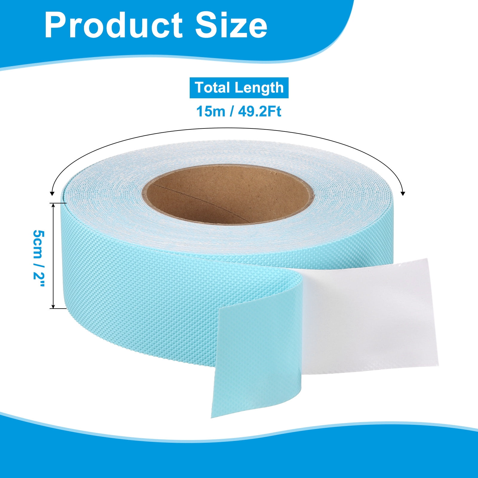 Rubber Grip Tape, 2" x 49.2 Ft Non-Slip Tape Diamond Textured Adhesive Grip Tape for Outdoor/Indoor Steps (Blue)