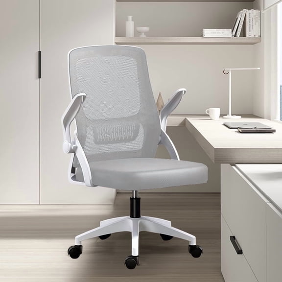 HDHNBA High Back Breathable Mesh Ergonomic Office Desk Chair with Flip Up Arms and Lumbar Support, Gray