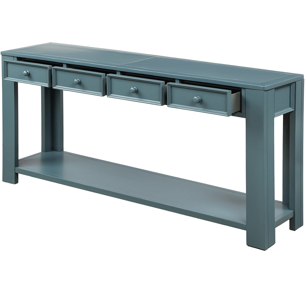 Lowestbest 64" Console Table for Entryway, Modern Sofa Table with Storage Drawer, Bottom Shelf Entryway Table for Hallway, Dark Blue Lowestbest 64" Console Table for Entryway, Modern Sofa Table with Storage Drawer, Bottom Shelf Entryway Table for Hallway, Dark Blue