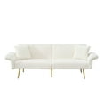 thumbnail image 5 of Glavbiku 79" Corduroy Sofa Bed,Foldable Loveseat with Folding Armrests,Daybed for Living Room,White, 5 of 14