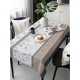 thumbnail image 2 of Brown Geometric Rectangle Tablecloth, Stripes Boho Spring Flowers Pastoral Country Waterproof & StainResistant Tablecloth, Washable Oil-proof Table Cover for Dining/Party/Wedding/Buffet 60x120 In, 2 of 9
