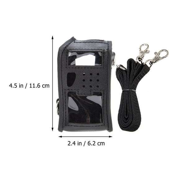 HAMPPLIES Black Outdoor Radio Case with Clear PVC Window Shoulder Strap for Handheld Radio Protection