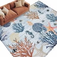 thumbnail image 2 of Blue Coastal 6'x9' Area Rug for Living Room, Coral Shell Starfish Seahorse Summer Beach Non-Slip Floor Mat Rugs for Bedroom Dining Room, Indoor Large Carpet for Classroom, Nursery Rugs for Playroom, 2 of 9