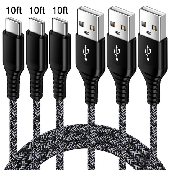 USB Cables,Type C Charging Cable 10ft Type C Cables 10ft-3PACK,ABCPOW USB A to USB C Type C Cable High Speed Android Type C Charger Fast Charging Phone Charger Cord