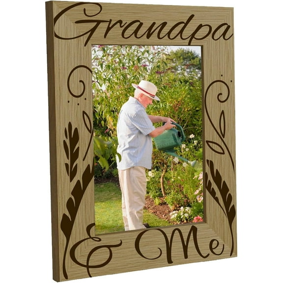 Grandpa Photo Frame Wooden Picture Frame Family Wood Photo Frame Memorial Tabletop Keepsake Suit 4"x6" Picture Desk Decor Gift for Family Friends Birthday Thanksgiving 6x8 Inch Grandpa Me Beige