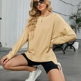 thumbnail image 2 of SWSMCLT Women's Long Sleeve Sweatshirt Fashion Fall Crewneck High Low Pullover Tops Soft Loose Ribbed Sweatshirts Yellow X-Large, 2 of 5