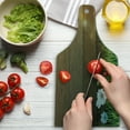 thumbnail image 3 of Flower Cutting Board, Digitally Drawn Daisy Field in Front of Wooden Fences Sunny Foliage Theme, Decorative Tempered Glass Cutting and Serving Board, Wine Bottle Shape, Green Brown, by Ambesonne, 3 of 5