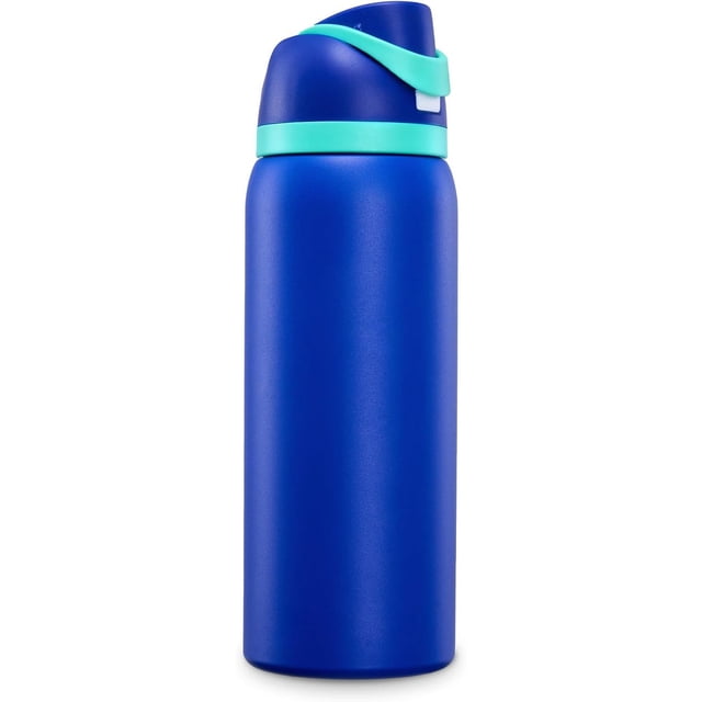 OSLIFE Aislante Térmico Termo Acero Inoxidable,con popote,Botella Deportiva de Doble Bebida,Sin BPA,Estructura de Doble Capa y Tapa Sellada a Prueba de Fugas, Uso en Gimnasio(Azul, 32OZ)
