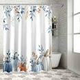 thumbnail image 5 of Fall Shower Curtain Watercolor Pumpkin Thanksgiving Shower Curtains for Bathroom Autumn Blue Leaves Bath Curtains Sets with Hooks for Autumn Thanksgiving Seasonal Decor Fabric Extra Long 72" X 84", 5 of 6