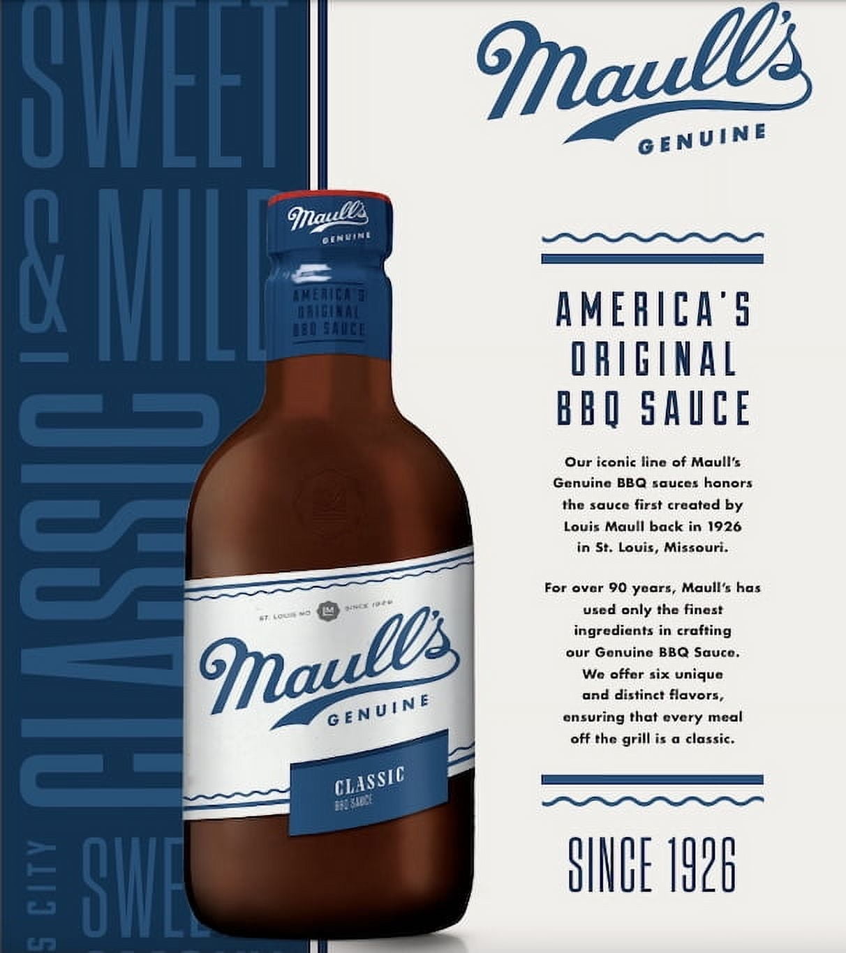 Maull's Classic BBQ Sauce Oldest Sauce In America 38 oz Bottle Original (Pack of 2)