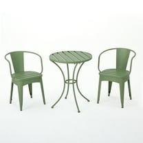 GDF Studio Mayfield Outdoor Iron 3 Piece Bistro Set, Matte Green