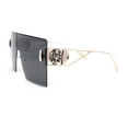 thumbnail image 3 of Luxury Oversized Rectangle Shield Rimless Lion Emblem Sunglasses Gold - Black, 3 of 4