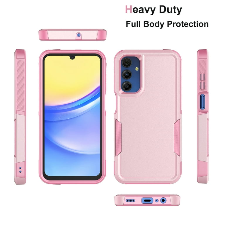 Njjex for Galaxy A15 Phone Case,360°Full Body Shockproof Heavy Duty  Protection With Tempered Glass Screen Protector Case Cover for Samsung  Galaxy A15 5G 2024 (Pink) 