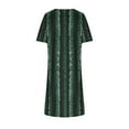 thumbnail image 5 of Henpk Summer Dresses for Women Striped T Shirt Dress Casual Midi Dress Short Sleeve Sundress with Pockets Round-Neck Fashion Casual Temperament Pullover Short Sleeve Print Casual Loose Pocket Green L, 5 of 8