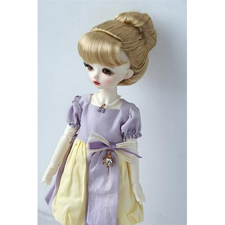 1/6 YOSD Doll Hair JD643 6-7inch 16-18cm Cinderella bun Synthetic Mohair Character BJD Wigs (Royal Blond)