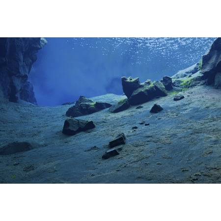 The clear water of the lagoon at Silfra Crack Iceland Canvas Art - Mathieu MeurStocktrek Images (35 x