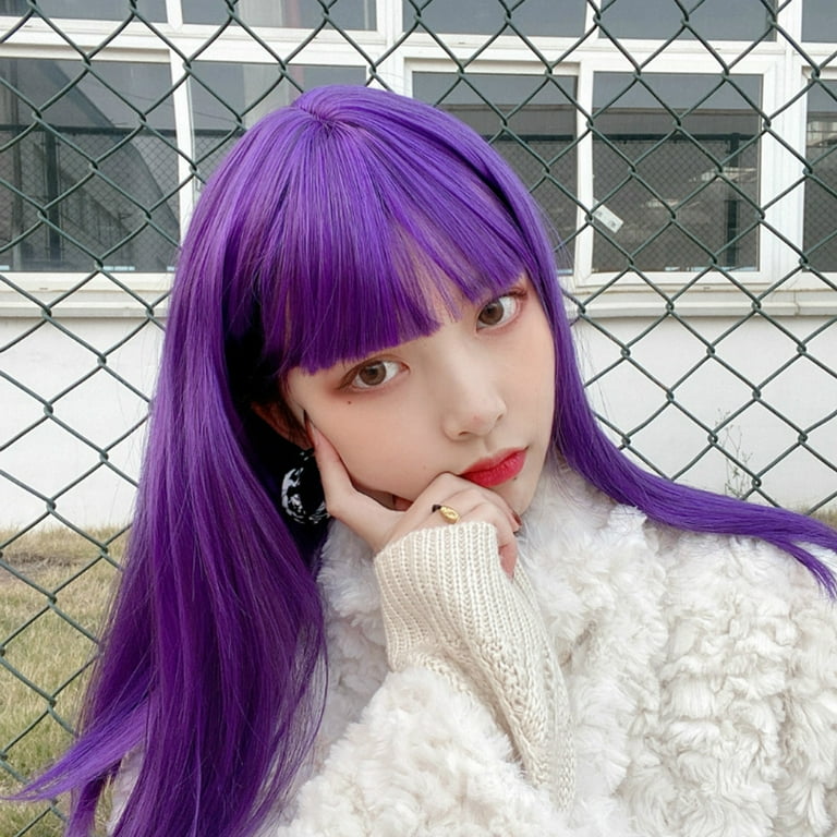 Long straight purple hair cheap
