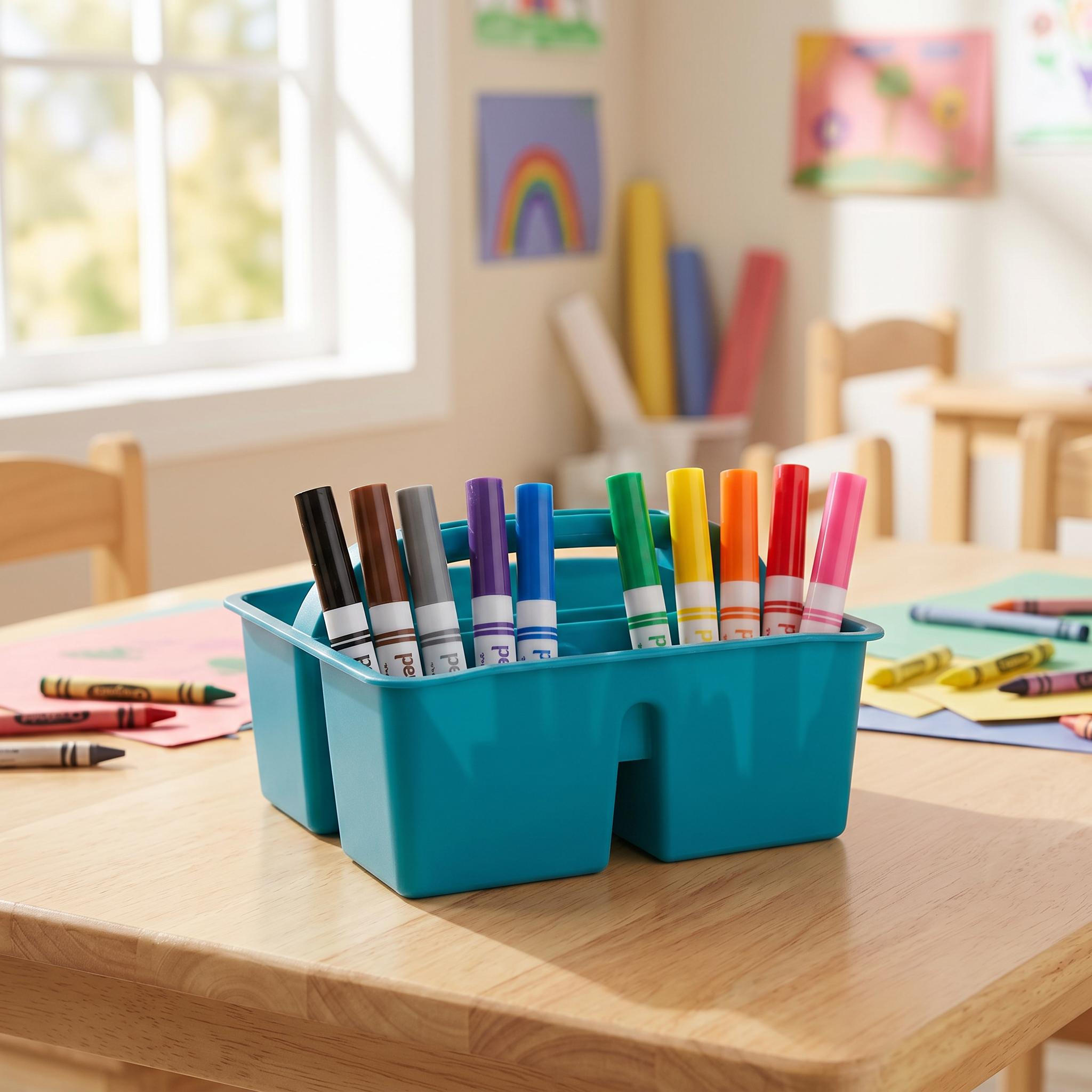 Organizador Pen+Gear turquesa con asa, 8.75 x 7.68 x 4.44 pulgadas para escuela, oficina y manualidades 2
