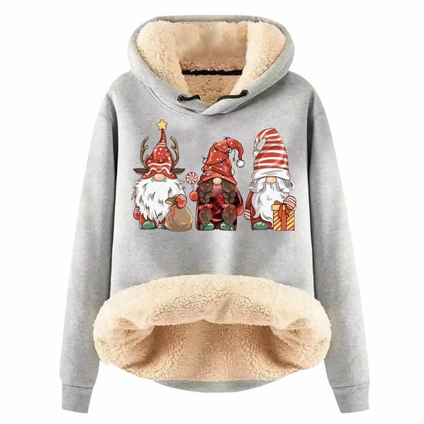 WILLBEST Sudadera con Capucha Estampada Navideña para Mujer XXX-Grande