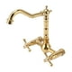 thumbnail image 4 of Grifo para fregadero, grifo dorado de 2 orificios y 2 manijas, latón G1/2 pulgadas, fácil instalación, a prueba de fugas, diseño Retro, grifo para lavabo, 4 of 10