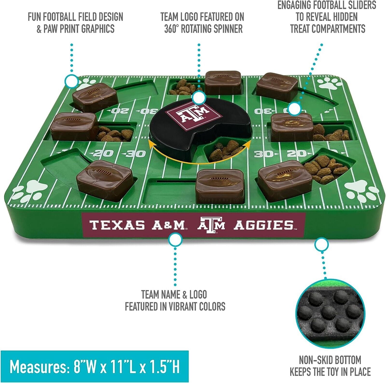 Pets First NCAA Texas A and M Aggies Puzzle Toy, Puzzle Treat Dog Toy, Interactive Dog Treat Toy, Dog Puzzle Feeding Slow Toy