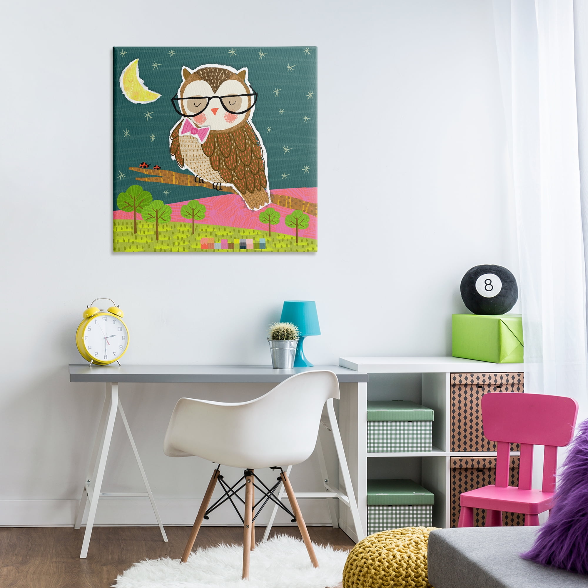 Stupell Industries Wise Owl on Branch Animals Painting Wrapped Canvas Art Print Wall Art, 30 x 30