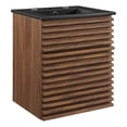 thumbnail image 1 of Pemberly Row 17.5" Modern Wood Wall-Mount Bathroom Vanity in Walnut/Black, 1 of 9