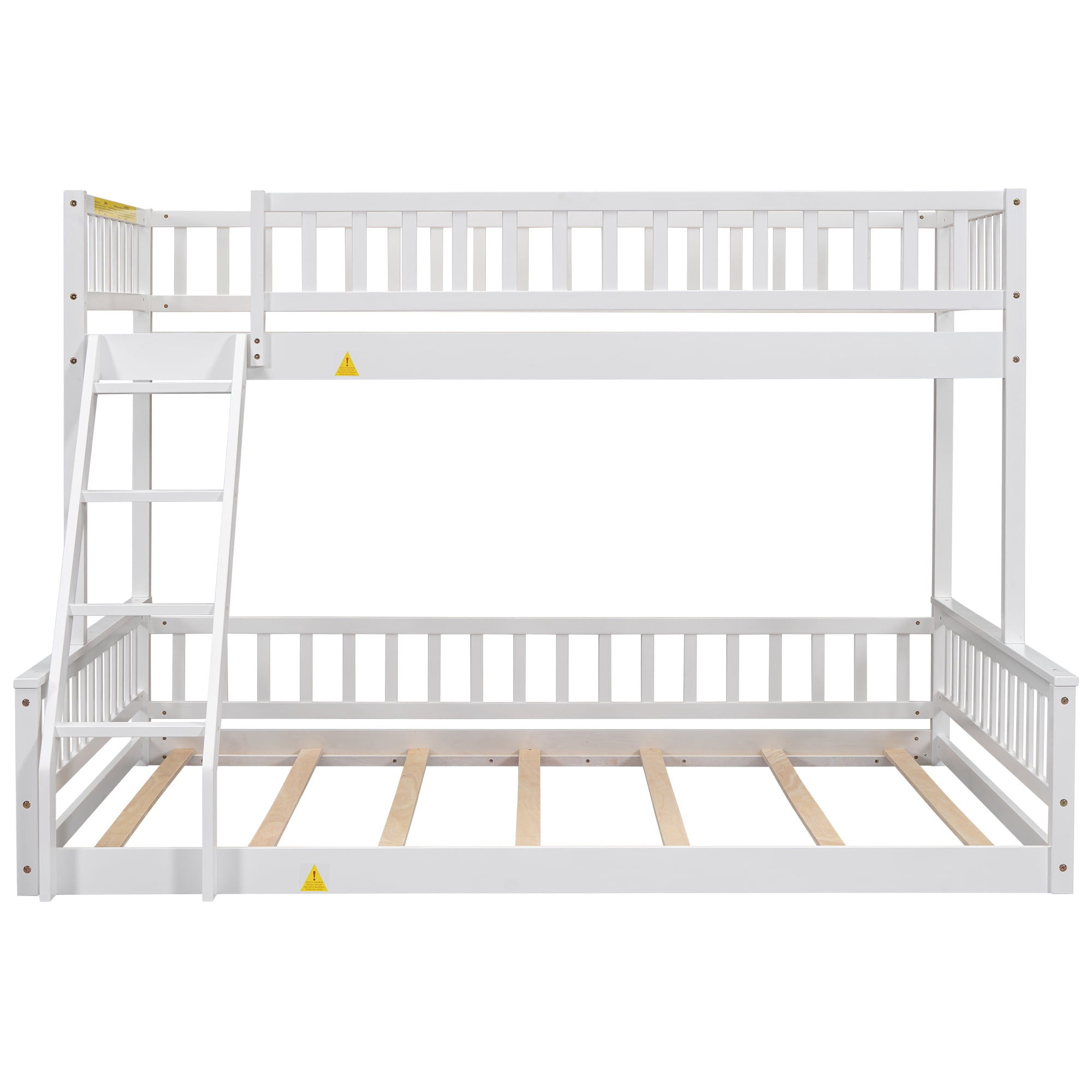 Twin XL Over Queen Bunk Bed for Kids Bedroom,Solid Wood Convertible Bedframe w/Ladder & Safety Guardrails,Detachable Bunk Bed for Teens, No Box Spring Needed