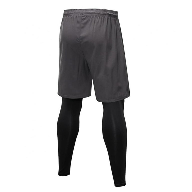 2 in 1 Men's Active Running Shorts, Basketball Tights Pants 