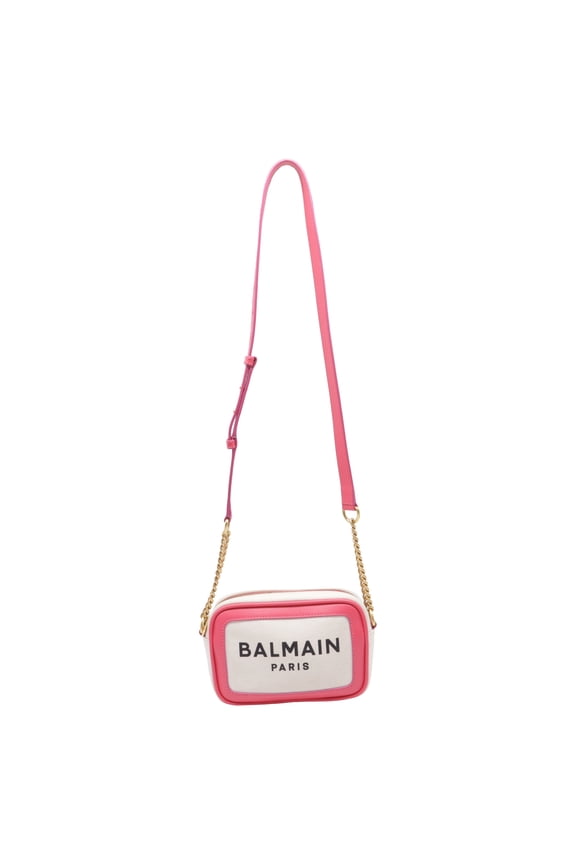 Pre-Owned Balmain B-Army 18 Camera Bag in Pink Canvas and Leather
