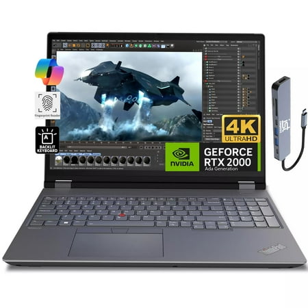 Lenovo ThinkPad P16 Gen 2 16" 4K UHD (3840 x 2400) Mobile Workstation (Intel 20-Core i7-14700HX, 64GB DDR5, 2TB SSD, NVIDIA RTX 2000 Ada) Laptop for Engineer, Designer, Architect, IST HUB, Win 11 Pro