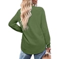 thumbnail image 6 of Women's Sweatshirt Crewneck Curved Hem,Long Sleeve Shirt Womens Loose Top Women Pullover Army Green 2XL, 6 of 6