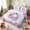thumbnail image 3 of Erosebridal Penguin Twin Quilt Set for Girls, Purple Flowers Twin Coverlet Set, 2-Piece 1 Bedspread and 1 Pillowcase, 3 of 7