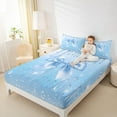 thumbnail image 4 of Feelyou Cartoon Blue Ribbon Queen Sheet Sets for Kid, Glitter Dreamy Stars Flat Sheet, Modern Fashion Bow-tie Queen Fitted Sheet, Lightweight Room Decor, 4pcs, 4 of 7